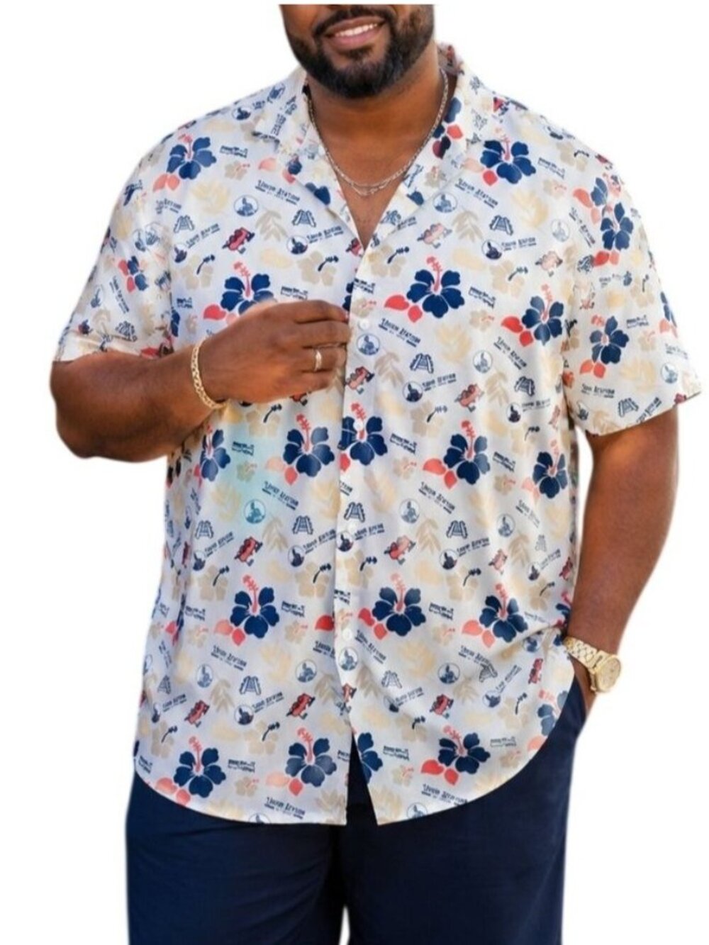 Union Station Size XXL Shirt Button-Up Floral Train Themed Casual Adult Shirt
